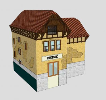 欧洲老式简朴火车站建筑SU模型下载_sketchup草图大师SKP模型
