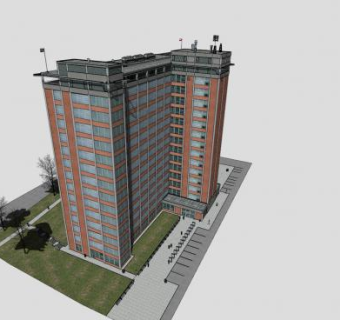 现代制鞋厂行政楼建筑SU模型下载_sketchup草图大师SKP模型