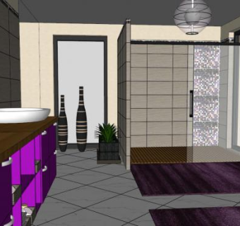 现代玻璃浴室SU模型下载_sketchup草图大师SKP模型