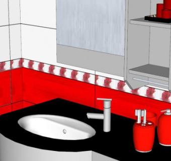 现代红色浴室SU模型下载_sketchup草图大师SKP模型