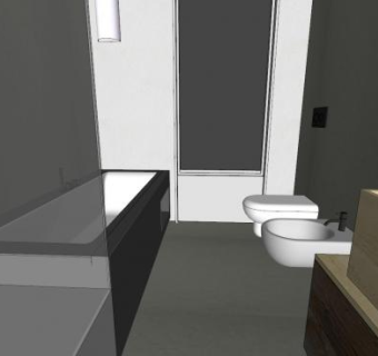 现代浴缸卫浴装修SU模型下载_sketchup草图大师SKP模型