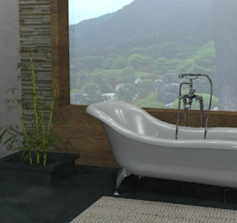 现代阿提卡岩石浴盆浴室SU模型下载_sketchup草图大师SKP模型