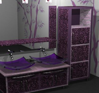 天鹅绒双水槽浴室SU模型下载_sketchup草图大师SKP模型