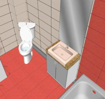 樱桃红卫浴浴室SU模型下载_sketchup草图大师SKP模型