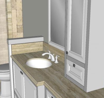 现代卫浴浴室梳妆台SU模型下载_sketchup草图大师SKP模型