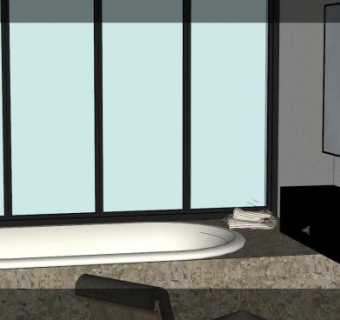 现代大浴缸浴室SU模型下载_sketchup草图大师SKP模型