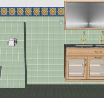 现代花边厕所卫浴SU模型下载_sketchup草图大师SKP模型