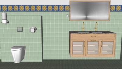 现代花边厕所卫浴SU模型下载_sketchup草图大师SKP模型