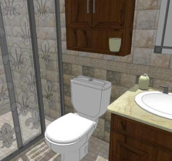 欧式风格卫浴坐厕浴室SU模型下载_sketchup草图大师SKP模型