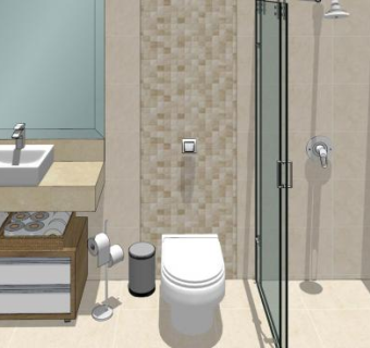 简约休闲卫浴厕所SU模型下载_sketchup草图大师SKP模型