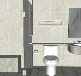 现代简欧卫生间卫浴装修SU模型下载_sketchup草图大师SKP模型