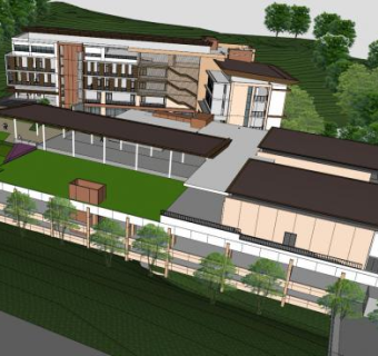 现代山区学院建筑SU模型下载_sketchup草图大师SKP模型