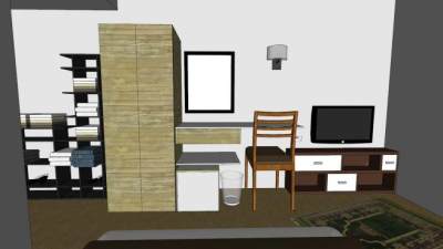 现代酒店房间卧室SU模型下载_sketchup草图大师SKP模型