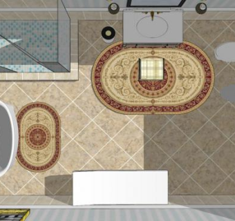 英伦风浴室厕所SU模型下载_sketchup草图大师SKP模型