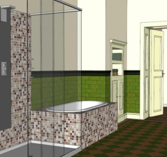 现代绿色厕所浴室SU模型下载_sketchup草图大师SKP模型