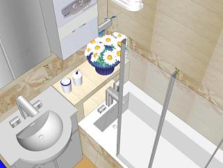 简欧风格厕所浴室SU模型下载_sketchup草图大师SKP模型