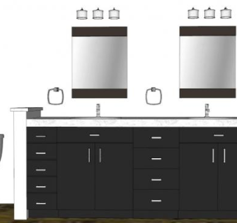 浴室洗盥台墙装修SU模型下载_sketchup草图大师SKP模型