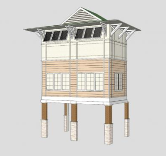 高跷屋平房SU模型下载_sketchup草图大师SKP模型