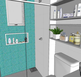 简约风格室内卫浴装修SU模型下载_sketchup草图大师SKP模型