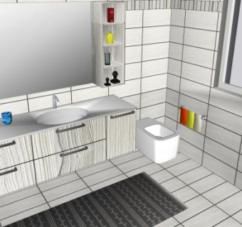 现代厕所榆树卫浴柜SU模型下载_sketchup草图大师SKP模型