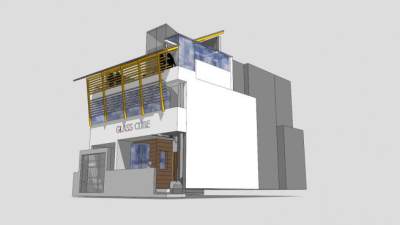 办公住宅独栋建筑SU模型下载_sketchup草图大师SKP模型