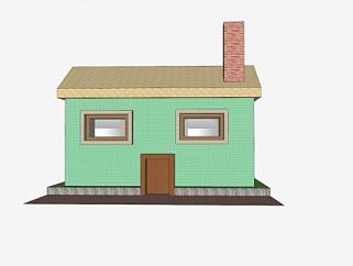 简易烟囱砌石房屋SU模型下载_sketchup草图大师SKP模型