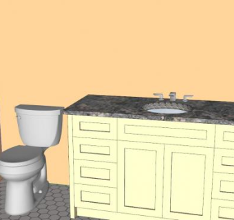 简单厕所浴室盥洗台SU模型下载_sketchup草图大师SKP模型