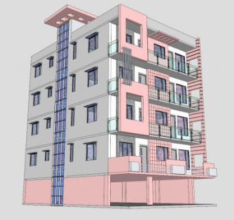 高层民居建筑楼SU模型下载_sketchup草图大师SKP模型