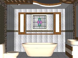 现代厕所卫浴浴室SU模型下载_sketchup草图大师SKP模型