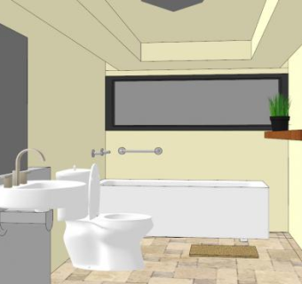 现代白色厕所浴室SU模型下载_sketchup草图大师SKP模型