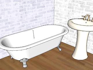 工业风格阁楼卫浴厕所SU模型下载_sketchup草图大师SKP模型