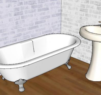 工业风格阁楼卫浴厕所SU模型下载_sketchup草图大师SKP模型