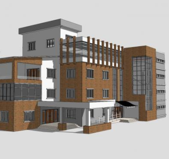 大型办公楼建筑SU模型下载_sketchup草图大师SKP模型