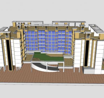 花园小区民居住宅楼SU模型下载_sketchup草图大师SKP模型
