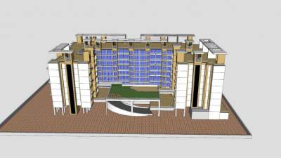 花园小区民居住宅楼SU模型下载_sketchup草图大师SKP模型