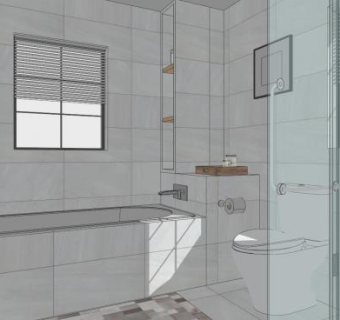 现代白色浴室SU模型下载_sketchup草图大师SKP模型