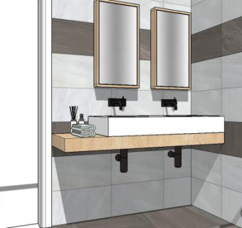 现代厕所装修浴室SU模型下载_sketchup草图大师SKP模型