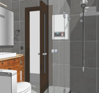 现代灰色浴室厕所SU模型下载_sketchup草图大师SKP模型