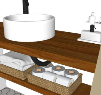 现代白色木制厕所SU模型下载_sketchup草图大师SKP模型