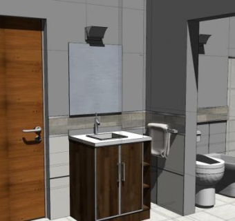 现代老式卫浴浴室SU模型下载_sketchup草图大师SKP模型