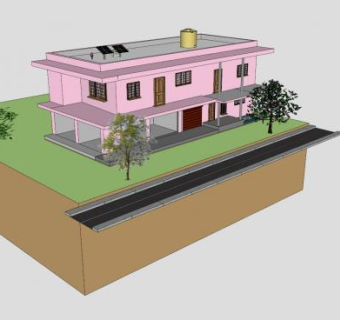 现代粉色住宅楼SU模型下载_sketchup草图大师SKP模型