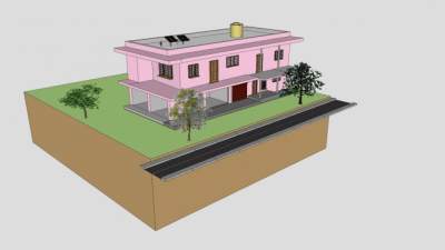 现代粉色住宅楼SU模型下载_sketchup草图大师SKP模型