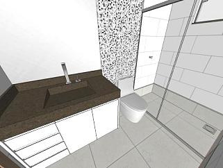 现代完整浴室装修SU模型下载_sketchup草图大师SKP模型