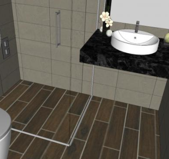 现代小型坐厕沐浴浴室SU模型下载_sketchup草图大师SKP模型