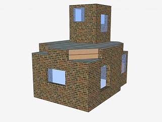 简易<em>砖石</em>房屋建筑SU模型下载_sketchup草图大师SKP模型