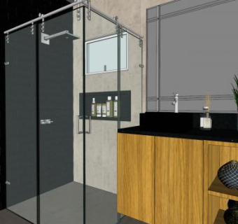 现代卫生间沐浴卫浴SU模型下载_sketchup草图大师SKP模型