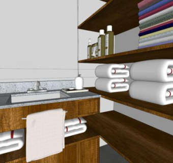 卫生间浴室隔断卫浴SU模型下载_sketchup草图大师SKP模型