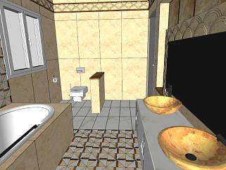 欧式大型厕所浴室SU模型下载_sketchup草图大师SKP模型