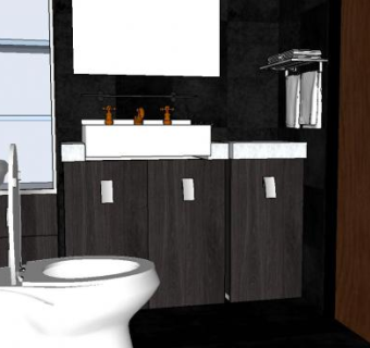 现代独立型卫浴厕所SU模型下载_sketchup草图大师SKP模型