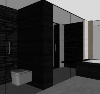 现代隔断浴室厕所SU模型下载_sketchup草图大师SKP模型